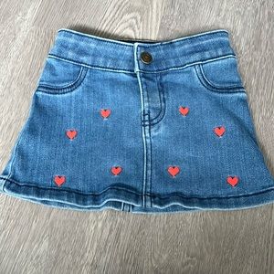 Denim red heart skirt girls